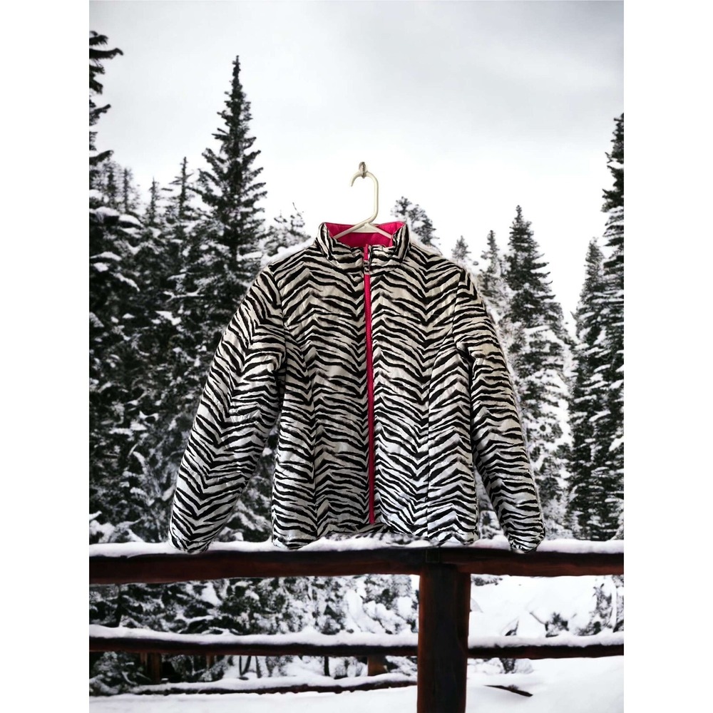 Swiss Tech Girls XL (14-16) Zebra Print Puffer Coat Pink Interior